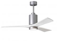 Matthews Fan Company PA3-BN-MWH-52 - Patricia-3 three-blade ceiling fan in Brushed Nickel finish with 52” solid matte white wood blad