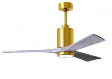 Matthews Fan Company PA3-BRBR-BW-52 - Patricia-3 three-blade ceiling fan in Brushed Brass finish with 52” solid barn wood tone blades