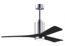 Matthews Fan Company PA3-CR-BK-52 - Patricia-3 three-blade ceiling fan in Polished Chrome finish with 52” solid matte black wood bla