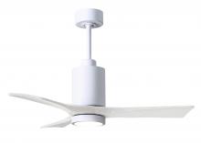 Matthews Fan Company PA3-WH-MWH-42 - Patricia-3 three-blade ceiling fan in Gloss White finish with 42” solid matte white wood blades