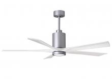 Matthews Fan Company PA5-BN-MWH-60 - Patricia-5 five-blade ceiling fan in Brushed Nickel finish with 60” solid matte white wood blade