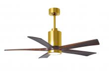 Matthews Fan Company PA5-BRBR-WA-52 - Patricia-5 five-blade ceiling fan in Brushed Brass finish with 52” solid walnut tone blades and