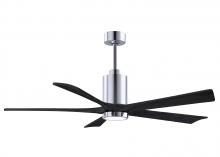 Matthews Fan Company PA5-CR-BK-60 - Patricia-5 five-blade ceiling fan in Polished Chrome finish with 60” solid matte black wood blad