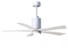 Matthews Fan Company PA5-WH-MWH-52 - Patricia-5 five-blade ceiling fan in Gloss White finish with 52” solid matte white wood blades a