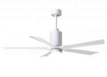 Matthews Fan Company PA5-WH-MWH-60 - Patricia-5 five-blade ceiling fan in Gloss White finish with 60” solid matte white wood blades a