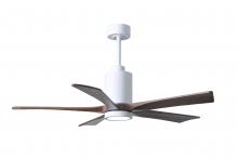 Matthews Fan Company PA5-WH-WA-52 - Patricia-5 five-blade ceiling fan in Gloss White finish with 52” solid walnut tone blades and di