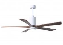 Matthews Fan Company PA5-WH-WA-60 - Patricia-5 five-blade ceiling fan in Gloss White finish with 60” solid walnut tone blades and di