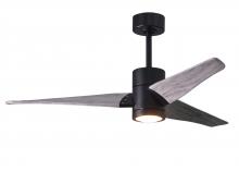 Matthews Fan Company SJ-BK-BW-52 - Super Janet three-blade ceiling fan in Matte Black finish with 52” solid barn wood tone blades a