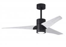 Matthews Fan Company SJ-BK-MWH-52 - Super Janet three-blade ceiling fan in Matte Black finish with 52” solid matte white wood blades