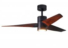 Matthews Fan Company SJ-BK-WN-52 - Super Janet three-blade ceiling fan in Matte Black finish with 52” solid walnut tone blades and
