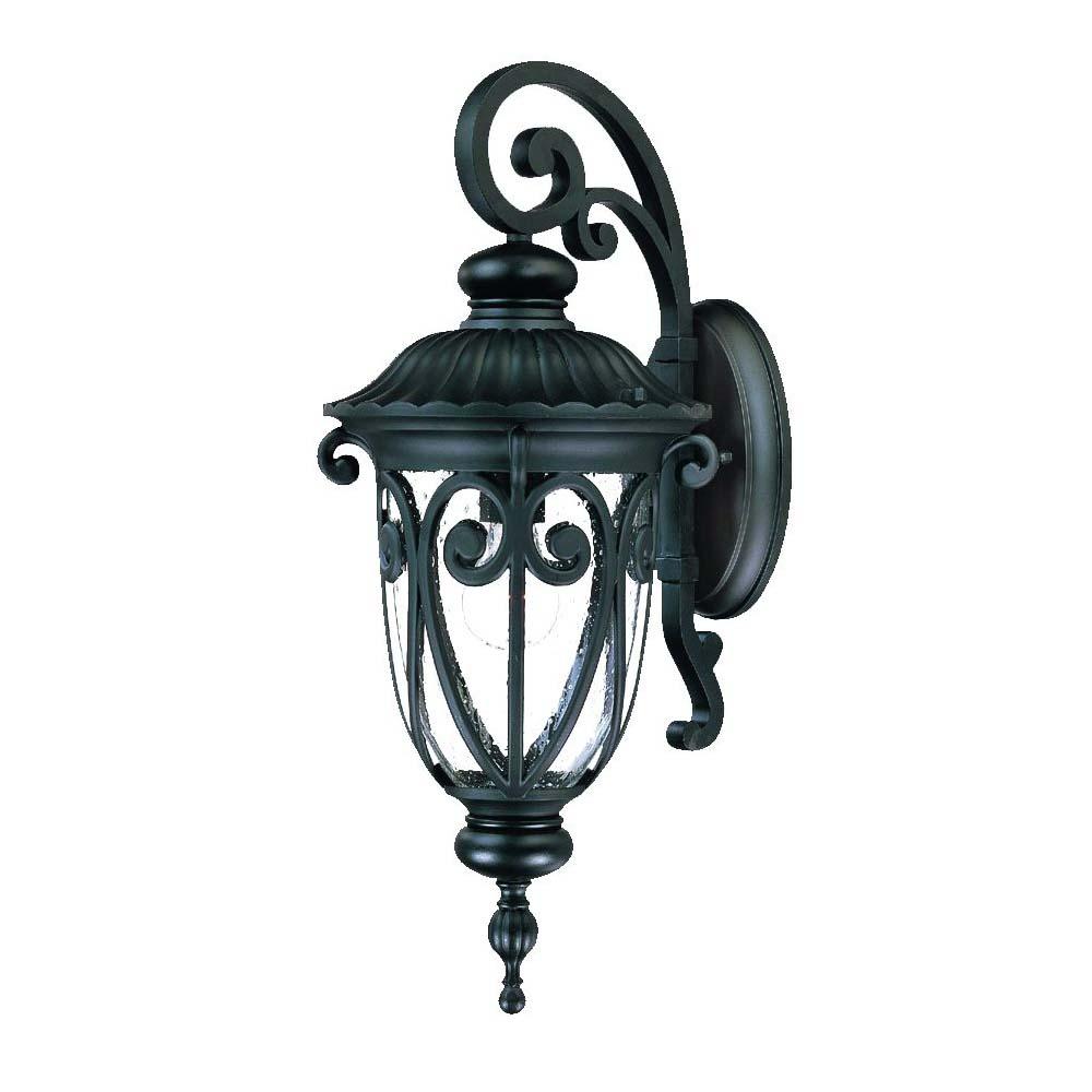 Naples Collection Wall-Mount 1-Light Outdoor Matte Black Light Fixture