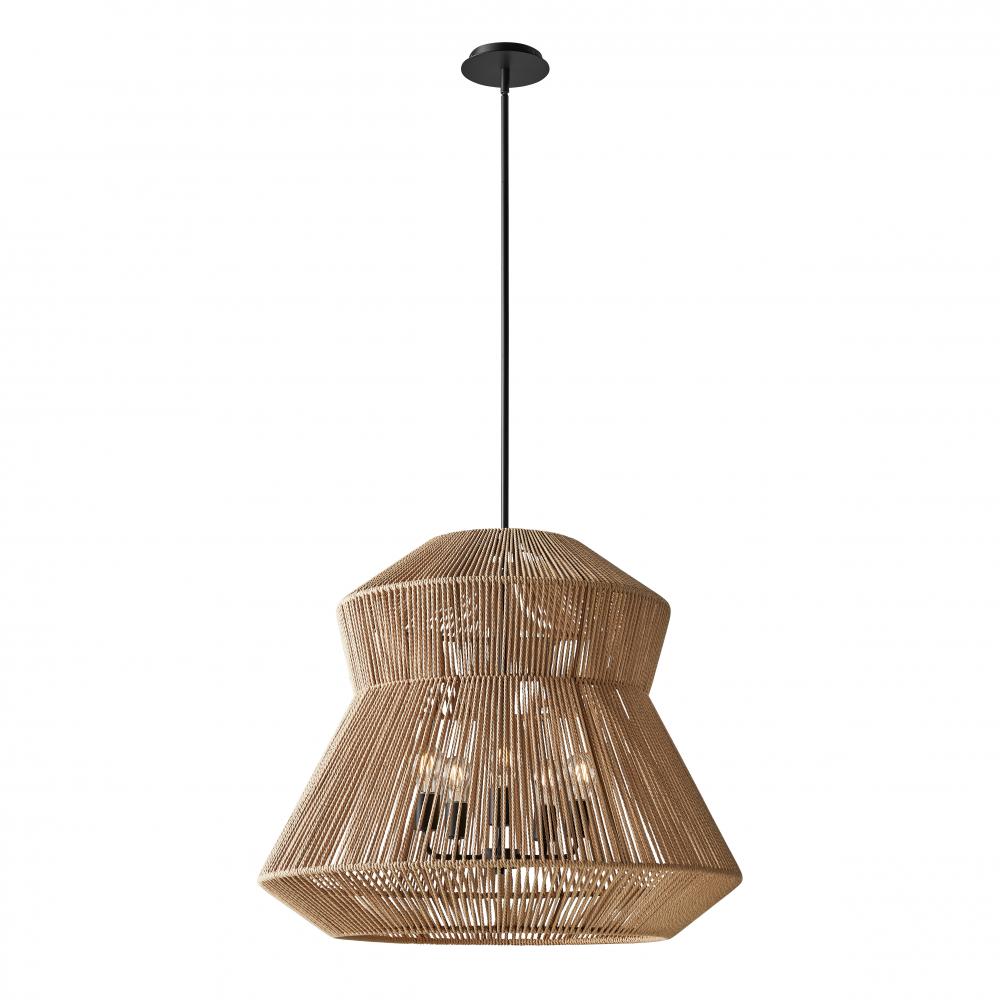 Nido 30&#34; Tiered Trapezoid Natural Rope 5-Light Pendant