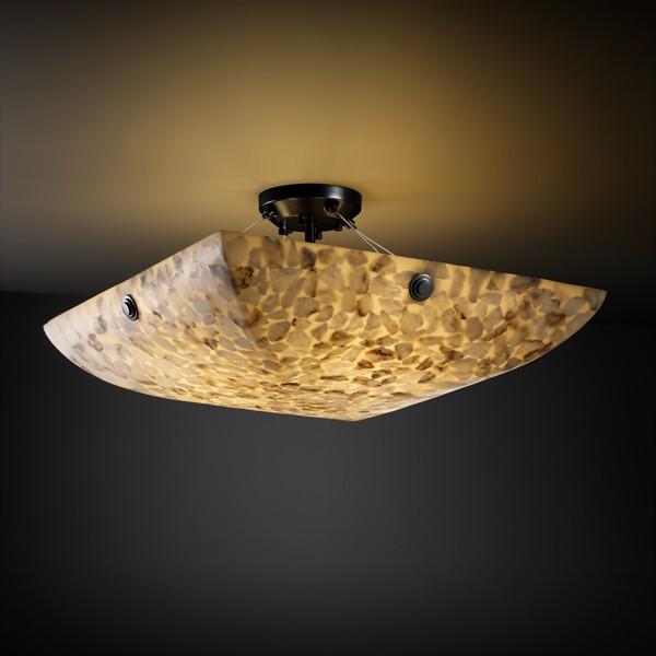 48" Semi-Flush Bowl w/ Pair Cylindrical Finials