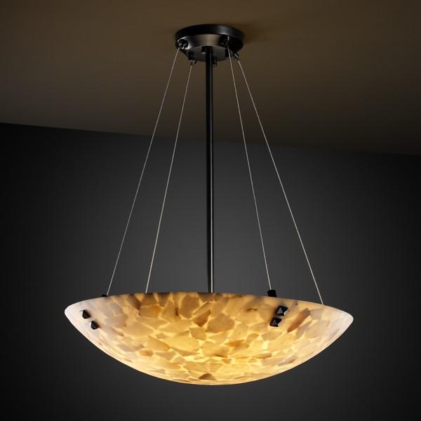 36&#34; Pendant Bowl w/ CONCENTRIC SQUARES FINIALS