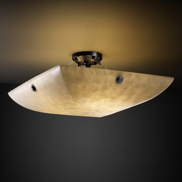 18&#34; Semi-Flush Bowl w/ Pair Square w/ Points Finials