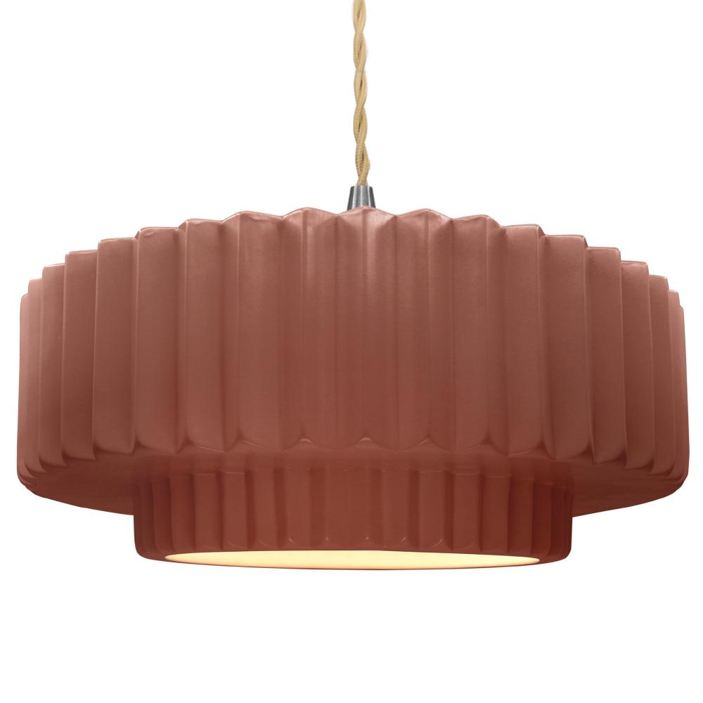 Large Tier Pleated LED Pendant