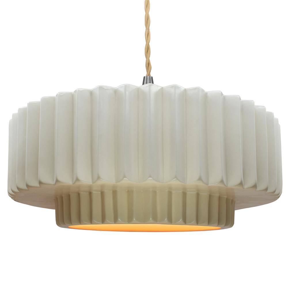 Large Tier Pleated LED Pendant