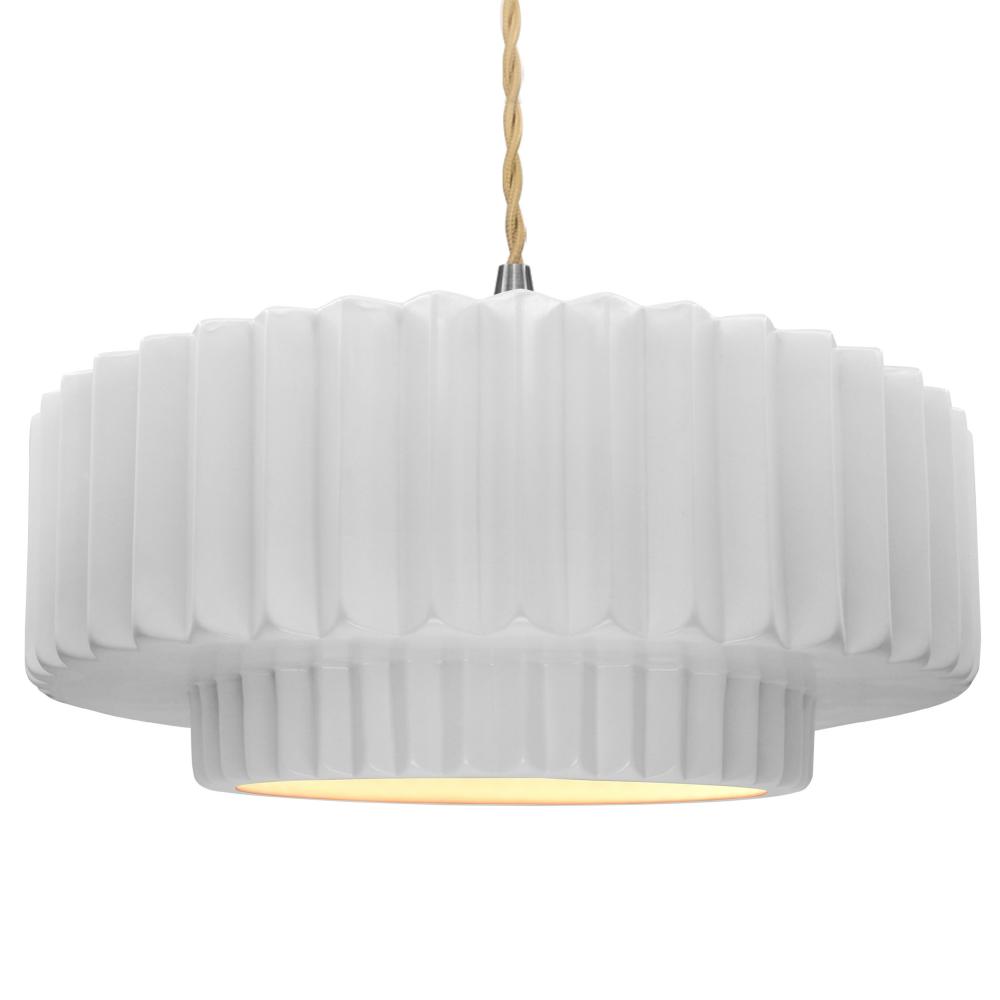 Large Tier Pleated LED Pendant