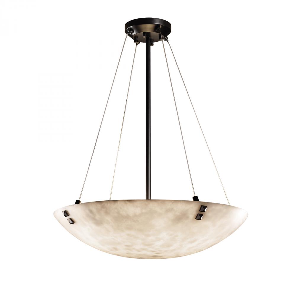 24&#34; LED Pendant Bowl w/ Pair Square w/ Points Finials