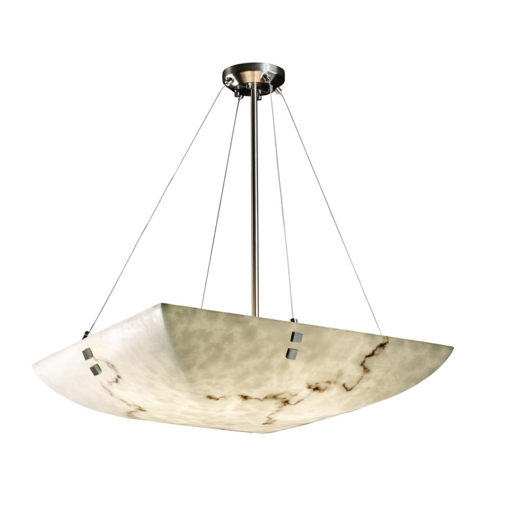 48&#34; LED Pendant Bowl w/ PAIR SQUARE FINIALS