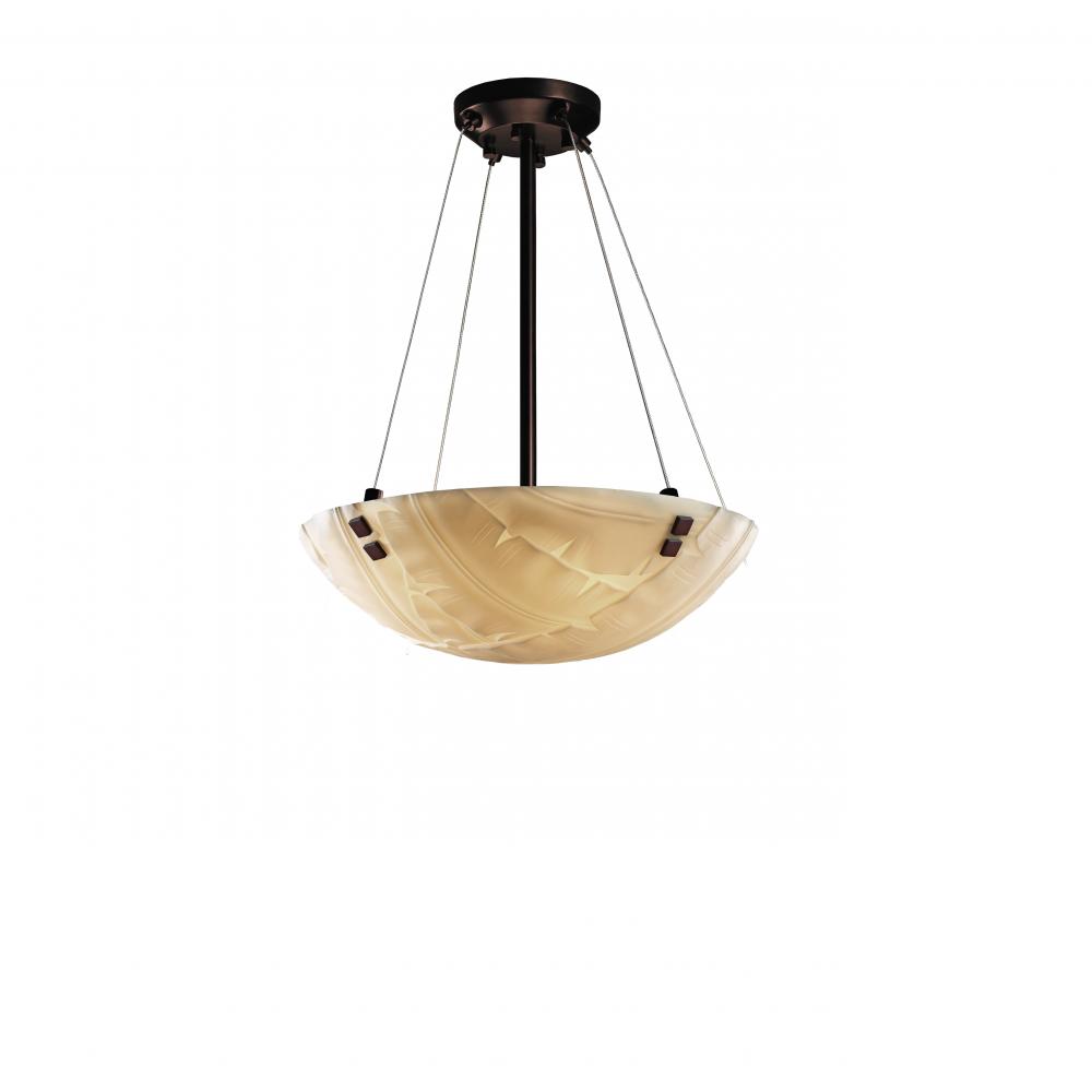 18&#34; LED Pendant Bowl w/ PAIR SQUARE FINIALS