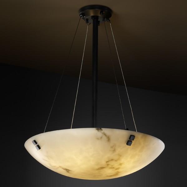 48&#34; Pendant Bowl w/ Concentric Squares Finials