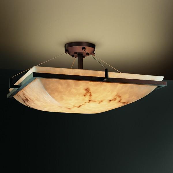 18&#34; Square LED Semi-Flush Bowl w/ Ring