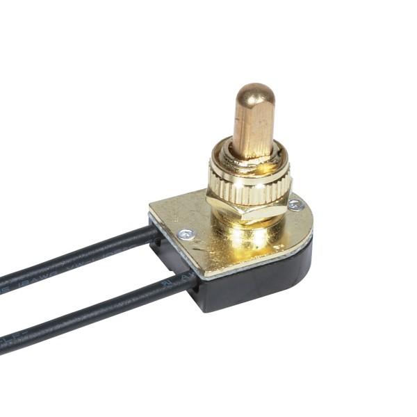 On-Off Metal Push Switch; 3/8&#34; Metal Bushing; Single Circuit; 6A-125V, 3A-250V Rating; Brass