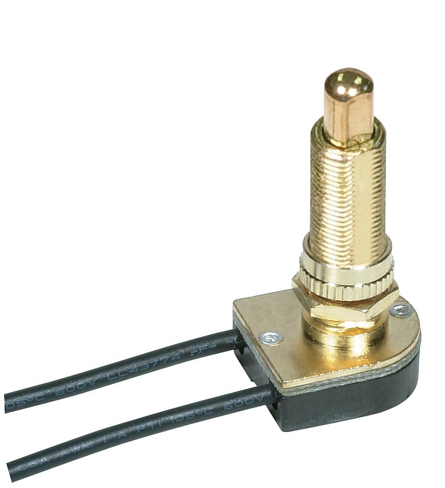 On-Off Metal Push Switch; 1-1/8&#34; Metal Bushing; Single Circuit; 6A-125V, 3A-250V Rating; 6&#34;