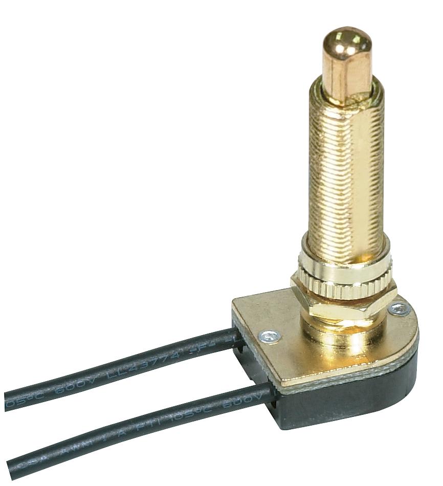 On-Off Metal Push Switch; 1-1/2&#34; Metal Bushing; Single Circuit; 6A-125V, 3A-250V Rating; 6&#34;