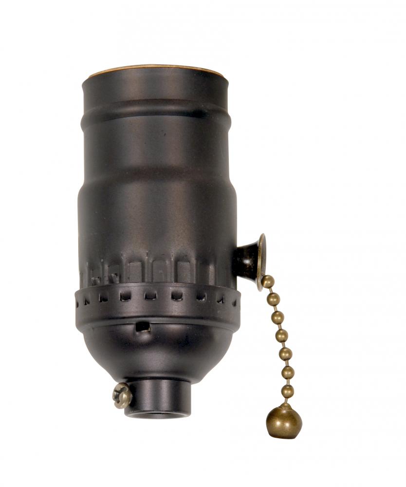 On-Off Pull Chain Socket; 1/8 IPS; 3 Piece Stamped Solid Brass; Dark Antique Brass Finish; 660W;