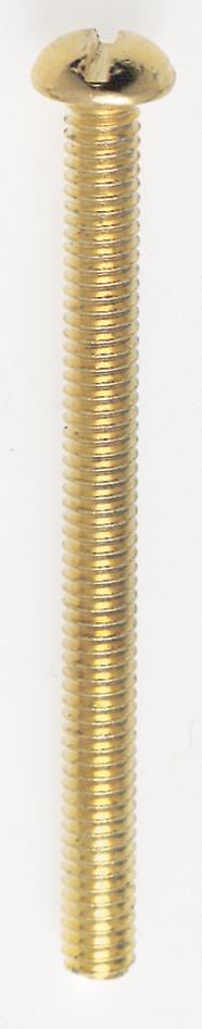 Steel Round Head Slotted Machine Screws; 8/32; 2&#34; Length; Brass Plated Finish