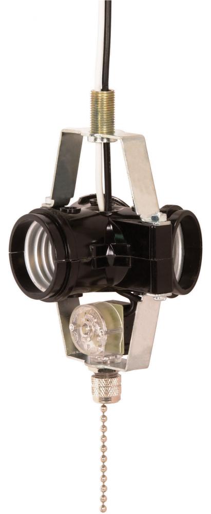 3-Light Cluster Socket; On-Off Nickel Pull Chain; 8&#34; AWM B/W Leads 105C; 660W; 250V