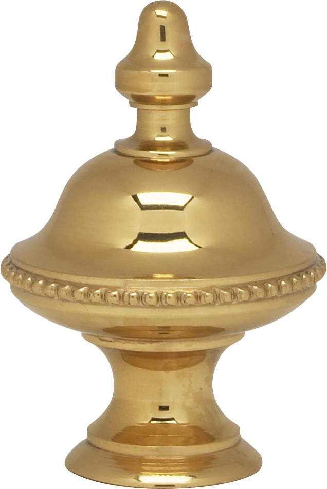 Urn Finial; 1-7/16&#34; Height; 1/4-27; Polished Brass Finish
