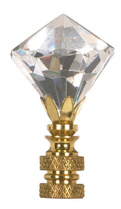 Diamond Cut Crystal Finial; 2-1/4&#34; Height; 1/4-27