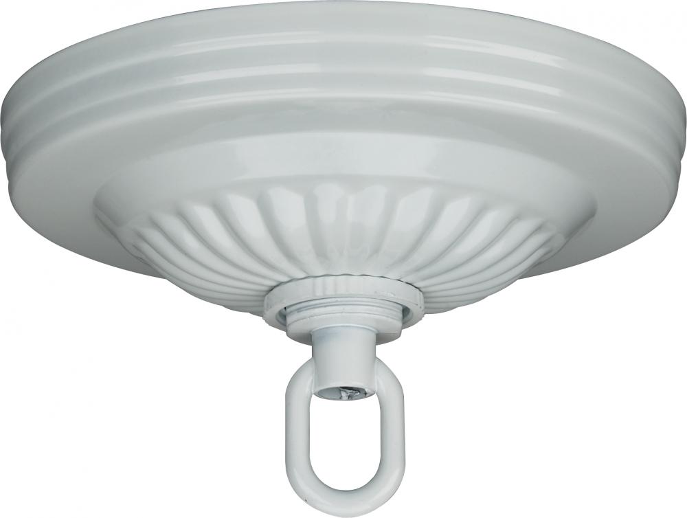 Ribbed Canopy Kit; White Finish; 5&#34; Diameter; 1-1/16&#34; Center Hole; Includes Hardware; 25lbs