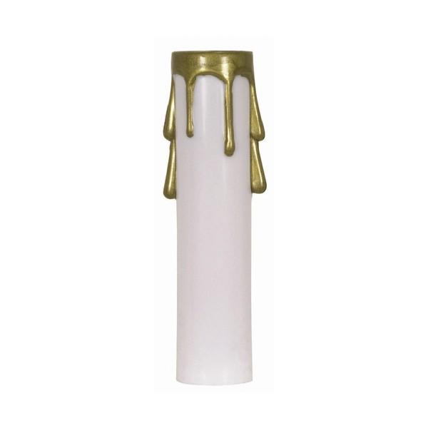 Plastic Drip Candle Cover; White Plastic With Gold Drip; 13/16&#34; Inside Diameter; 7/8&#34;