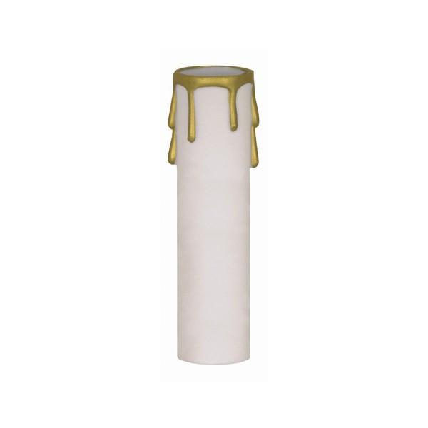 Plastic Drip Candle Cover; White Plastic With Gold Drip; 1-3/16&#34; Inside Diameter; 1-1/4&#34;