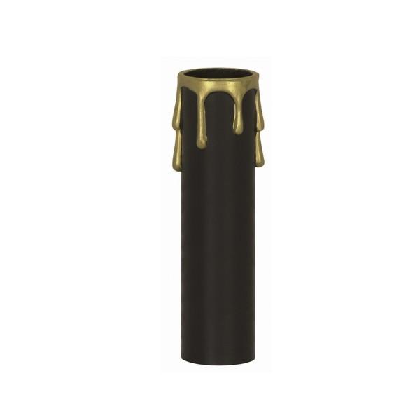 Plastic Drip Candle Cover; Black Plastic With Gold Drip; 1-3/16&#34; Inside Diameter; 1-1/4&#34;