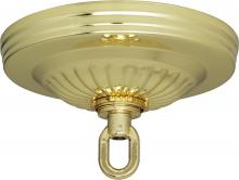 Satco Products Inc. 90/1098 - Ribbed Canopy Hanger Kit; Brass Finish; 5" Diameter; 1-1/16" Center Hole; 1 Yard 8 Gauge