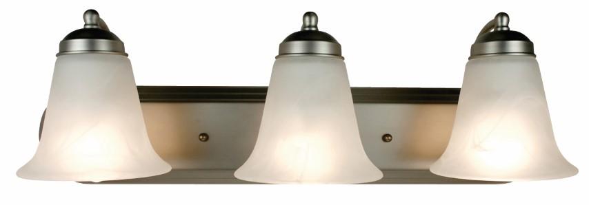 Rusty Collection 3-Light, Glass Bell Shades Vanity Wall Light