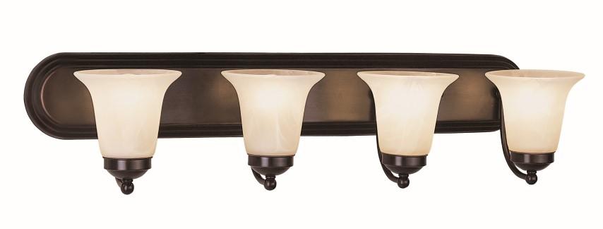 Rusty Collection 4-Light, Glass Bell Shades Vanity Wall Light