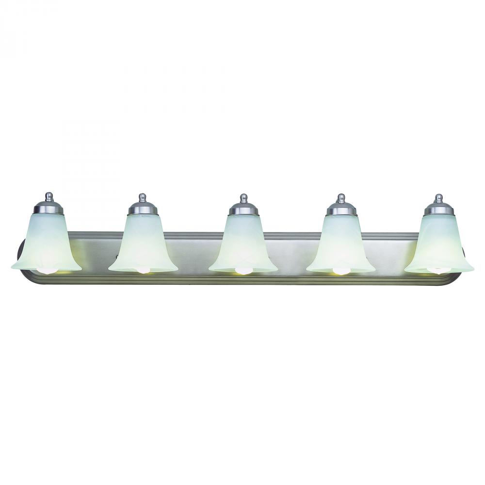Rusty Collection 5-Light, Glass Bell Shades Vanity Wall Light