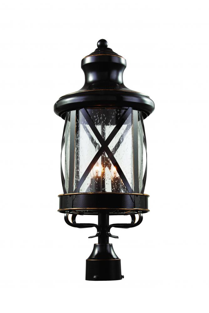 Chandler 4-Light Embellished Metal and Glass Post Mount Lantern Head