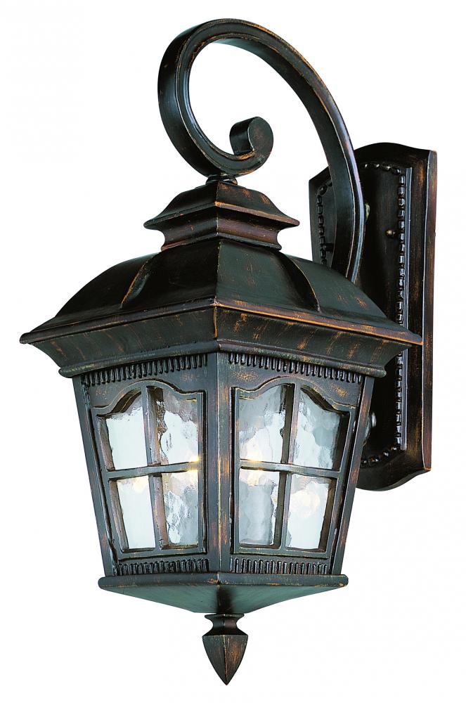 Briarwood 1-Light Rustic, Chesapeake Embellished, Armed Water Glass and Metal Wall Lantern