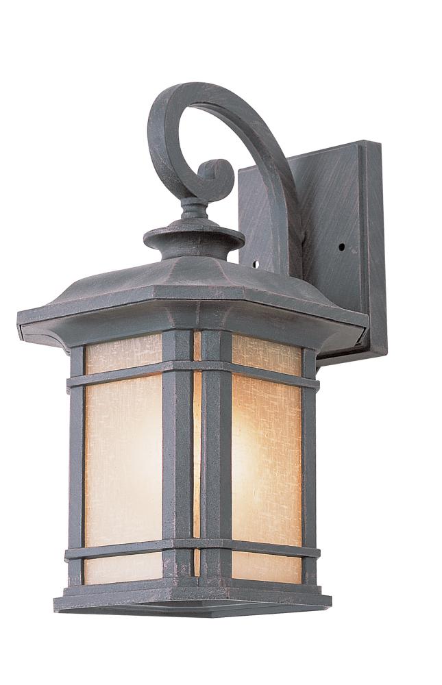 San Miguel Collection, Craftsman Style, Armed Wall Lantern with Tea Stain Glass Windows