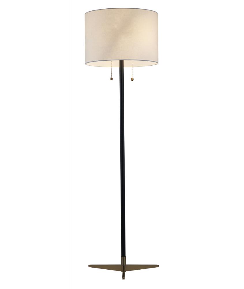 Floor Lamp Antique Brass & Black