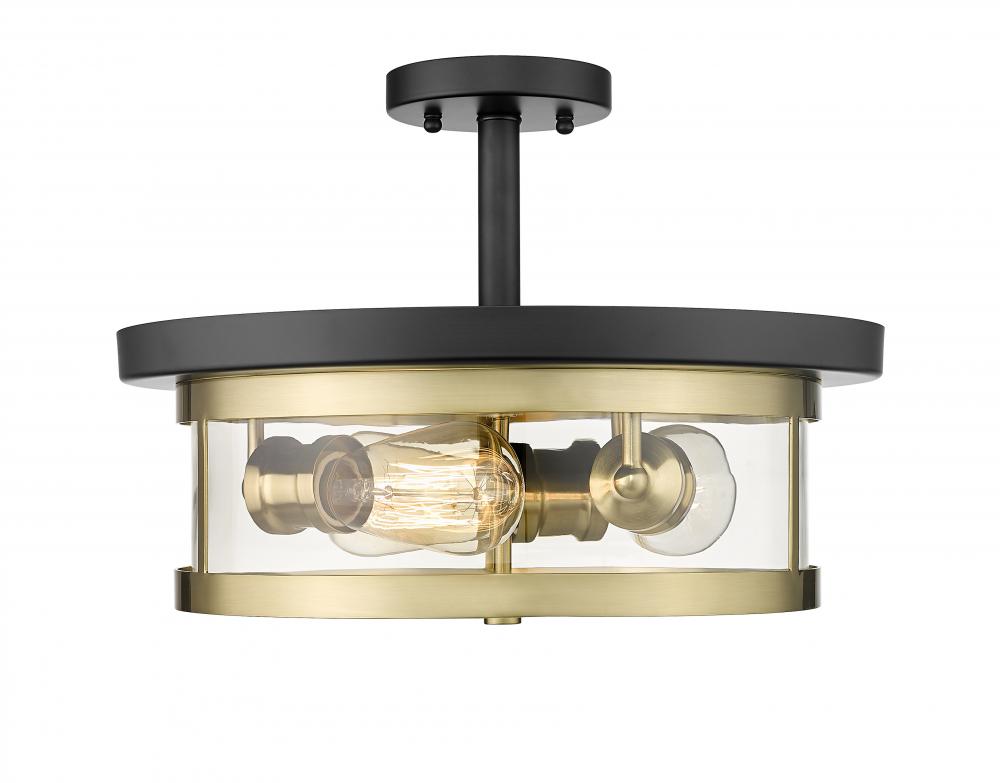 Semi Flush Mount Black and Gold