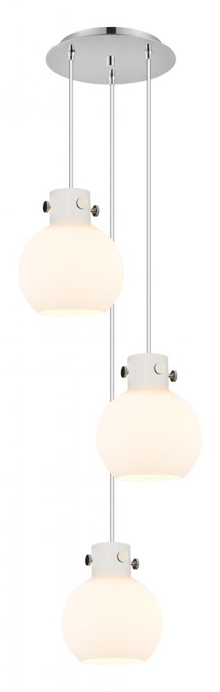 Newton Sphere - 3 Light - 16 inch - Polished Nickel - Cord hung - Multi Pendant