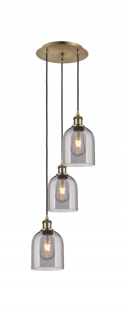 Bella - 3 Light - 12 inch - Antique Brass - Cord hung - Multi Pendant